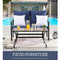 Festival Depot 2 Pieces Patio Set Loveseat with Seat Back Cushions and Pillows and Coffee Table Outdoor Furniture Metal Conversation Set for Garden Backyard Porch