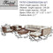 Festival Depot 10Pc Outdoor Furniture Patio Conversation Set Sectional Corner Sofa Chairs with X Shaped Metal Leg All Weather Brown Rattan Wicker Ottoman Side Coffee Table with Grey Seat Back Cushions