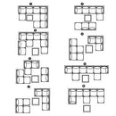 Festival Depot 9pcs Outdoor Furniture Patio Conversation Set Sectional Corner Sofa Chairs with X Shaped Metal Leg All Weather Brown Rattan Wicker Ottoman Side Coffee Table with Grey Seat Back Cushions