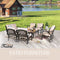 Festival Depot 10pcs Patio Conversation Set Sectional Metal Chairs with Cushions and Coffee Tables All Weather Outdoor Furniture for Garden Backyard, Beige