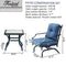 Festival Depot 3-Piece Outdoor Patio Armrest Chairs Set Garden Bistro Square Metal Table and Seating Set with Thick Cushions