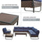 Festival Depot 10 Pcs Patio Conversation Sets Outdoor Furniture Sectional Corner Sofa with All-Weather PE Rattan Wicker Chair Coffee Table and Thick Soft Removable Couch Cushions (Blue)
