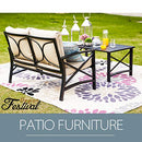 Festival Depot 2pcs Outdoor Furniture Patio Conversation Set Metal Coffee Table Loveseat Armchairs with Seat and Back Cushions Without Pillows for Lawn Beach Backyard Pool, Khaki