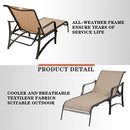 Deluxe 3 Piece Patio Set with Adjustable Textilene Chaise Lounges and Glass Coffee Table