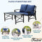 Festival Depot 2pcs Outdoor Furniture Patio Conversation Set Metal Coffee Table Loveseat Armchairs with Seat and Back Cushions Without Pillows for Lawn Beach Backyard Pool, Khaki