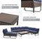Festival Depot 10 Pcs Patio Conversation Sets Outdoor Furniture Sectional Corner Sofa with All-Weather PE Rattan Wicker Chair Coffee Table and Thick Soft Removable Couch Cushions (Blue)