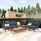 Festival Depot 7 Pieces Patio Conversation Sets Outdoor Furniture Loveseats Sectional Sofa with All-Weather PE Rattan Wicker Back Chair, Coffee Side Table and Soft Removable Couch Cushions(Blue)