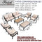 Festival Depot 10pcs Patio Conversation Set Sectional Metal Chairs with Cushions and Coffee Tables Outdoor All Weather Furniture for Garden Backyard, Beige