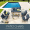 Festival Depot 6Pcs Outdoor Furniture Patio Conversation Set All Weather Black Metal Armchairs with Seat and Back Cushions, Rectangle Coffee Table for Deck Lawn Garden, Beige