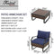 Festival Depot 3pc Bistro Outdoor Dining Furniture Patio Set Soft&Deep Cushion Wicker Rattan Chair with Curved Armrest Square Wood Grain Desktop Table with Side U Shaped Slatted Steel Leg All Weather