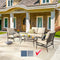 Festival Depot 4pc 4 Seats Patio Conversation Outdoor ArmChairs Loveseat Set with Coffee Table Fabric Metal Frame Furniture Garden Bistro Seating Thick Soft Cushions