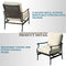 Festival Depot 6Pcs Outdoor Furniture Patio Conversation Set All Weather Black Metal Armchairs with Seat and Back Cushions, Rectangle Coffee Table for Deck Lawn Garden, Beige