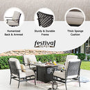 Festival Depot Patio Conversation Set Outdoor Furniture 50,000 BTU Propane Fire Pit Table Gas and Armrest Chair with Thick & Soft Cushions for Garden, Pool, Backyard