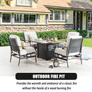 Festival Depot Patio Conversation Set Outdoor Furniture 50,000 BTU Propane Fire Pit Table Gas and Armrest Chair with Thick & Soft Cushions for Garden, Pool, Backyard