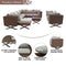 Festival Depot 10pcs Outdoor Furniture Patio Conversation Set Sectional Corner Sofa Chairs with X Shape Metal Leg All Weather Brown Rattan Wicker Ottoman Side Coffee Table with Grey Seat Back Cushions