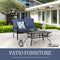 Festival Depot 2 Pieces Outdoor Furniture Patio Conversation Set Bistro Loveseat with Seat and Back Thick Cushions and Metal Coffee Table with Slatted Steel Tabletop for Backyard Porch Balcony