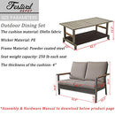 Festival Depot 3 Pcs Patio Conversation Set 2 Wicker Chairs All Weather Rattan Loveseats with Thick Cushions and Coffee Table in Metal Frame Outdoor Furniture for Deck Garden, Gray