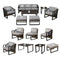 Festival Depot 9pcs Outdoor Furniture Patio Conversation Set Sectional Sofa Chairs All Weather Brown Wicker Ottoman Slatted Coffee Table End Table with Thick Grey Seat Back Cushions, Black