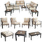 Festival Depot 12-Pieces Patio Outdoor Furniture Conversation Sets Loveseat Sectional Sofa, All-Weather Black X Slatted Back Chair with Coffee Table and Thick Removable Couch Cushions (Beige)