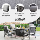 Festival Depot Patio Conversation Set Outdoor Furniture 50,000 BTU Propane Fire Pit Table Gas and Armrest Chair with Thick & Soft Cushions for Garden, Pool, Backyard