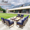 Festival Depot 10 Pcs Outdoor Furniture Patio Conversation Sets Sectional Sofa Loveseat with All-Weather PE Rattan Wicker Armchair,Coffee Table and Soft Removable Couch Cushions (Blue)