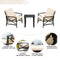 Festival Depot 3pcs Patio Outdoor Furniture Conversation Bistro Set Metal Armchairs with Thick Seat Back Cushions and Side Coffee Table for Lawn Backyard Deck