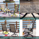 Festival Depot 3 PC Bistro Outdoor Patio Dining 360¡Swivel Chairs Set Furniture Rockers Armrest Chair Square Metal Steel Frame Coffee Table for Deck Garden Pool