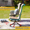 Festival Depot 3 PC Bistro Outdoor Patio Dining 360¡Swivel Chairs Set Furniture Rockers Armrest Chair Square Metal Steel Frame Coffee Table for Deck Garden Pool