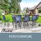 Festival Depot 11 Pcs Patio Dining Set Bar Height Stools Swivel Bistro Chairs with Armrest and Tempered Glass Top Table Metal Outdoor Furniture for Yard (8 Chairs, 3 Table, Blue)