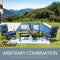 Festival Depot 3-Piece Outdoor Patio Armrest Chairs Set Garden Bistro Square Metal Table and Seating Set with Thick Cushions