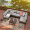 Festival Depot 7 Pieces Patio Outdoor Furniture Conversation Sets Sectional Corner Sofa, Weaving Wicker Chairs with Side Coffee Table and Cushions (Grey)