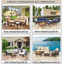 Festival Depot 6-Piece Patio Furniture Armchair Conversation Set Outdoor All-Weather Metal Chairs with Coffee Table and Ottoman for Porch Lawn Garden Balcony Pool Backyard, Soft Blue Cushions