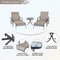 Festival Depot 3 Pcs Patio Outdoor Furniture Chaise Lounge Chair Set with Textilene Fabric and Metal Adjustable Back Curved Armrest, Glass Desktop Side Coffee Table for Porch Yard Garden