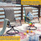 Festival Depot 3 PC Bistro Outdoor Patio Dining 360¡Swivel Chairs Set Furniture Rockers Armrest Chair Square Metal Steel Frame Coffee Table for Deck Garden Pool