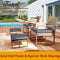 Festival Depot 5 Pieces Wicker Patio Furniture Set PE Wicker Rattan Outdoor Conversation with Cushion and Coffee Table for Deck Garden Balcony Porch (Blue)