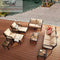 Festival Depot 12-Pieces Patio Outdoor Furniture Conversation Sets Loveseat Sectional Sofa, All-Weather Black X Slatted Back Chair with Coffee Table and Thick Removable Couch Cushions (Beige)