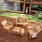 Festival Depot 4 Pieces Patio Furniture Outdoor Conversation Set Wood Armrest Loveseat Lounge Chair Stars and Strips Printing Dining Coffee Side Table
