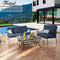 Festival Depot 2Pcs Patio Loveseat Set with Thick Cushions and Coffee Table Outdoor Metal Frame Seating Bench for Garden Bistro, Beige