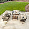 Festival Depot 7 Pcs Patio Outdoor Furniture Loveseat Conversation Set Sectional Sofa with All-Weather Brown Wicker Back Armchair, Coffee Table, Ottoman and Soft Thick Removable Couch Cushions