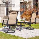 Festival Depot 3 PC Bistro Outdoor Patio Dining 360¡Swivel Chairs Set Furniture Rockers Armrest Chair Square Metal Steel Frame Coffee Table for Deck Garden Pool