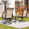 Festival Depot 3 PC Bistro Outdoor Patio Dining 360¡Swivel Chairs Set Furniture Rockers Armrest Chair Square Metal Steel Frame Coffee Table for Deck Garden Pool
