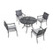 Festival Depot 5 Piece Patio Dining Set Metal Chairs with Seat Cushions and Round Iron Table with Umbrella Hole All Weather Outdoor Furniture for Bistro Deck Garden