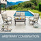 Festival Depot 3-Piece Outdoor Patio Armrest Chairs Set Garden Bistro Square Metal Table and Seating Set with Thick Cushions