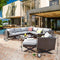 Festival Depot 10pcs Outdoor Furniture Patio Conversation Set Sectional Corner Sofa Chairs with X Shaped Metal Leg All Weather Brown Rattan Wicker Ottoman Coffee Table with Grey Seat Back Cushions
