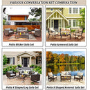 Festival Depot 5 Piece Patio Outdoor Furniture Conversation Set Wicker Rattan Armchair Coffee Table X Shaped Slatted Steel Frame Leg for Porch Lawn Garden Balcony Pool Backyard