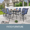 Festival Depot 11 Pcs Patio Dining Set Bar Height Stools Swivel Bistro Chairs with Armrest and Tempered Glass Top Table Metal Outdoor Furniture for Yard (8 Chairs, 3 Table, Blue)