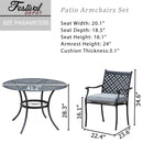 Festival Depot 5 Piece Patio Dining Set Metal Chairs with Seat Cushions and Round Iron Table with Umbrella Hole All Weather Outdoor Furniture for Bistro Deck Garden