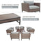 Festival Depot 10 Pieces Outdoor Furniture Patio Conversation Set Combination Sectional Sofa Loveseat All-Weather Woven Wicker Metal Armchairs with Seating Back Cushions Side Coffee Table Ottoman,Gray