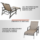 Festival Depot 3 Pcs Patio Outdoor Furniture Chaise Lounge Chair Set with Textilene Fabric and Metal Adjustable Back Curved Armrest, Glass Desktop Side Coffee Table for Porch Yard Garden
