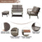 Festival Depot 4pcs Patio Conversation Set Wicker Chair All Weather Rattan Loveseat with Grey Thick Cushions Ottoman and Coffee Table in Metal Frame Outdoor Furniture for Deck Poolside